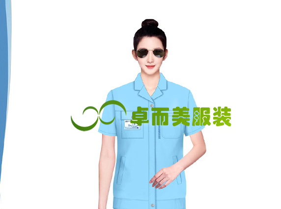 浅蓝色女装工程服夏装设计大图